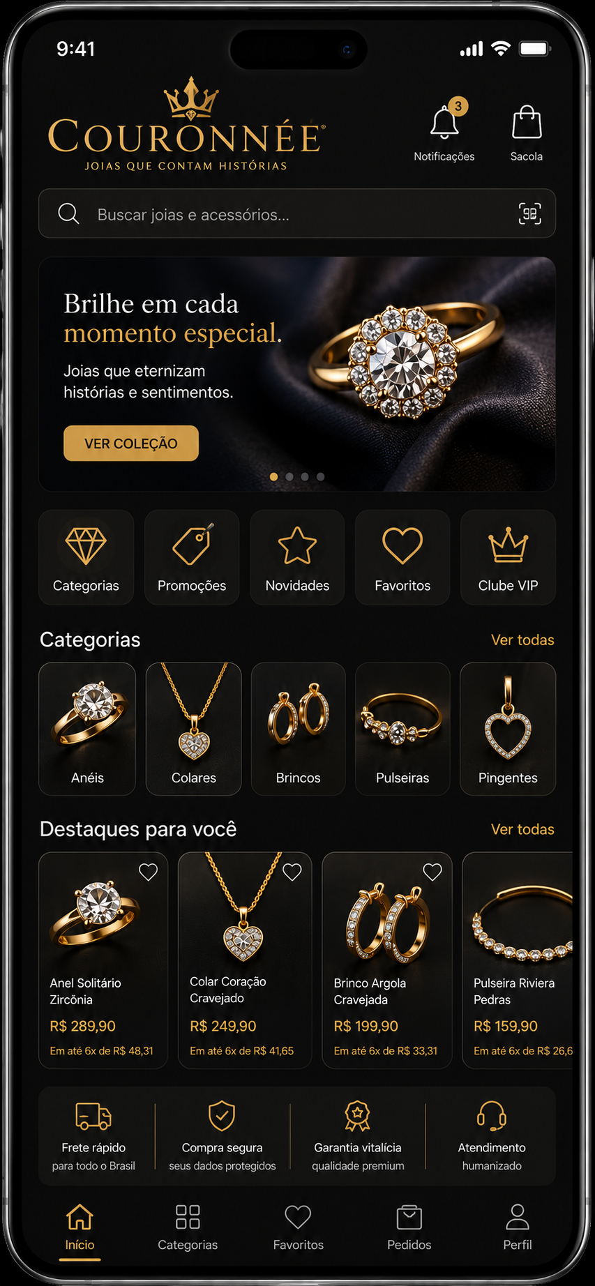 Tela do app Android COURONNÉE